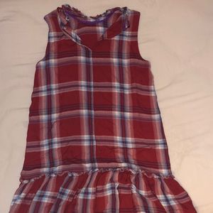 RED PLAID MIDI DRESS W/ FLOWY BOTTOM